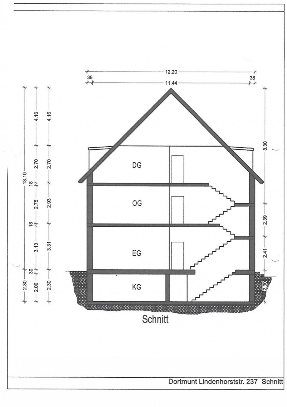 Schnittzeichnung Mehrfamilienhaus Dortmund