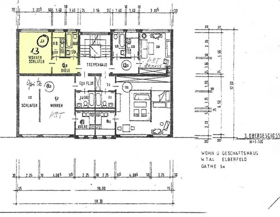 Grundriss WE 13 Wohnung Wuppertal