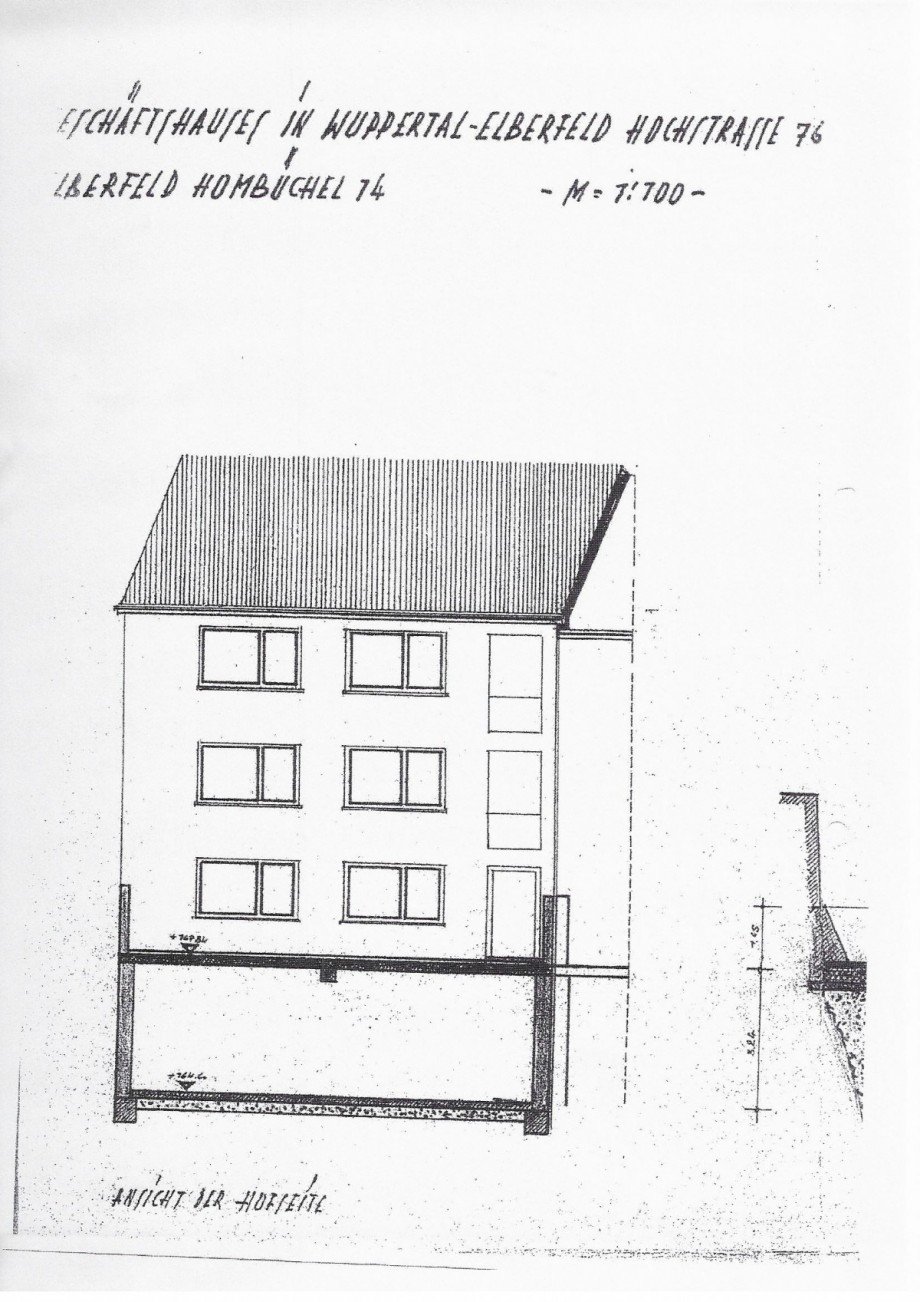 Ansicht Hofseite Mehrfamilienhaus Wuppertal