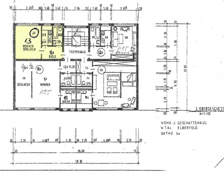 Grundriss WE 13 Wohnung Wuppertal