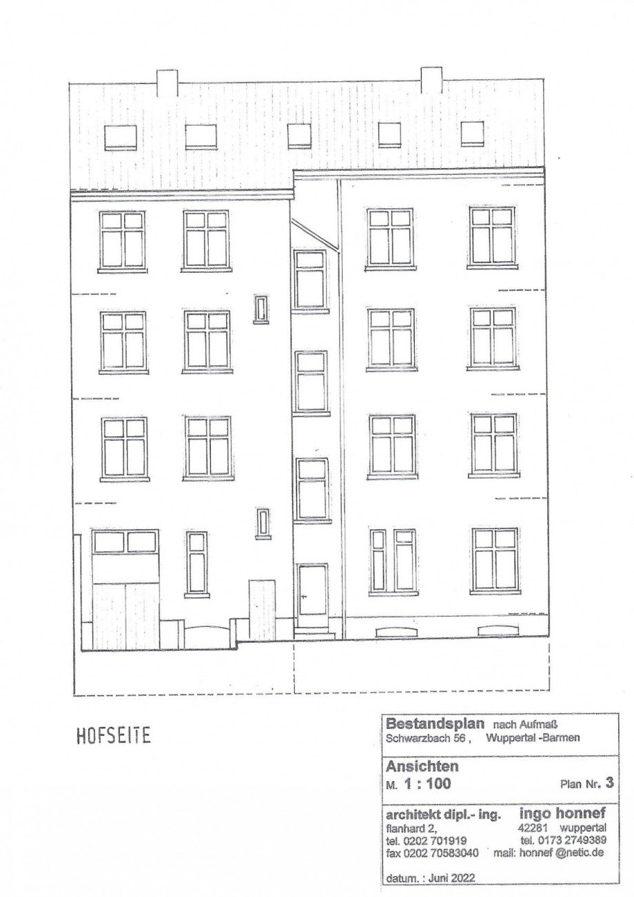 Ansicht_Hofseite Mehrfamilienhaus Wuppertal